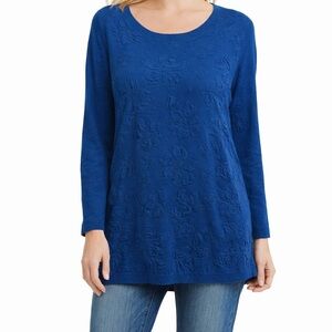 Basic Edition Embossed Textured Floral Sweater